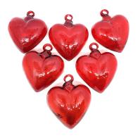  / Red 3.5 inch Medium Hanging Glass Hearts (set of 6)